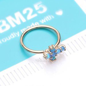 14 Karat Gold Brilliant Fire Opal Cross Bendable Hoop Ring